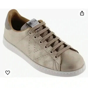 Victoria Women's Platinum Tenis Sparkle & Metal Craquelado Sneaker, sz 37